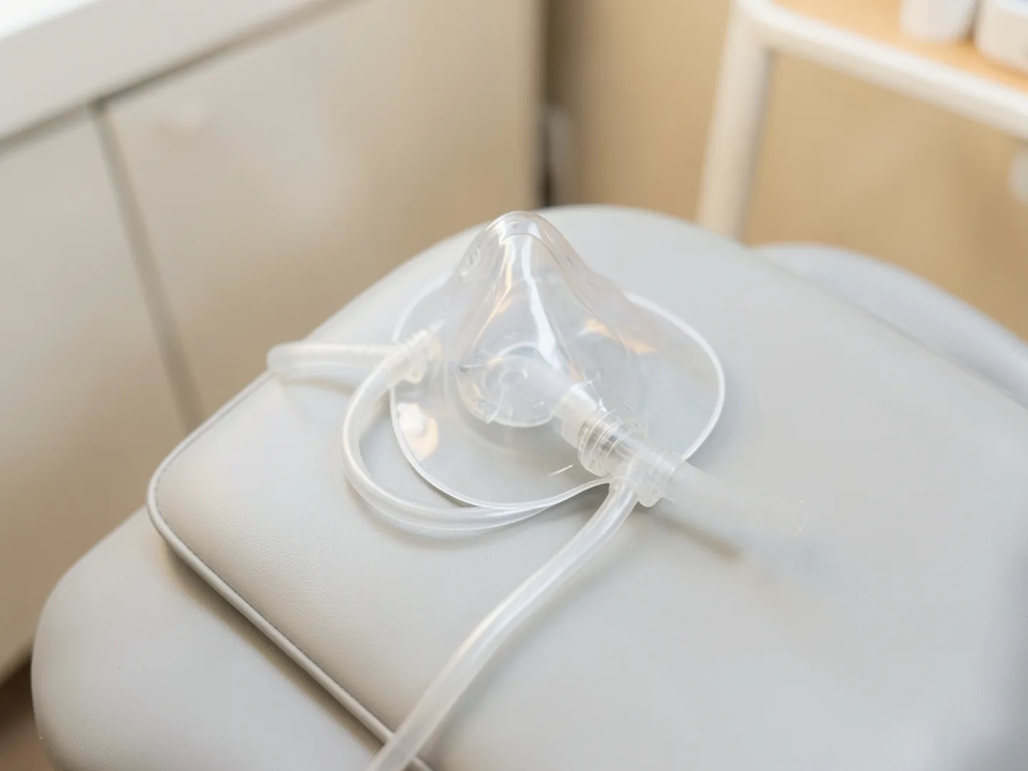 Silicone nitrous oxide conscious sedation mask with scavenger circuit