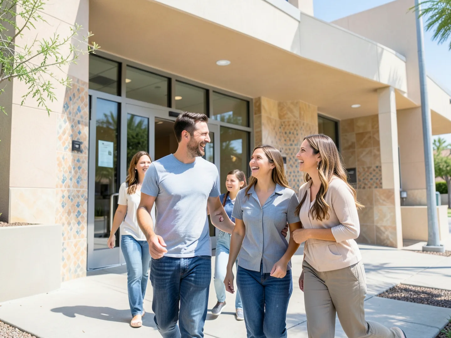 Happy suburban family smiling after successful dental visit in Moorpark area